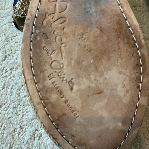 Alice + Olivia Anastasia Sequin Embroidered Jute Platform Sandals Size 35.5 - Picture 7 of 9